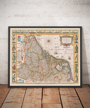 Alte Karte der Niederlande von John Speed, 1627 - Niederlande, Belgien, Luxemburg, Flandern, Belgica 