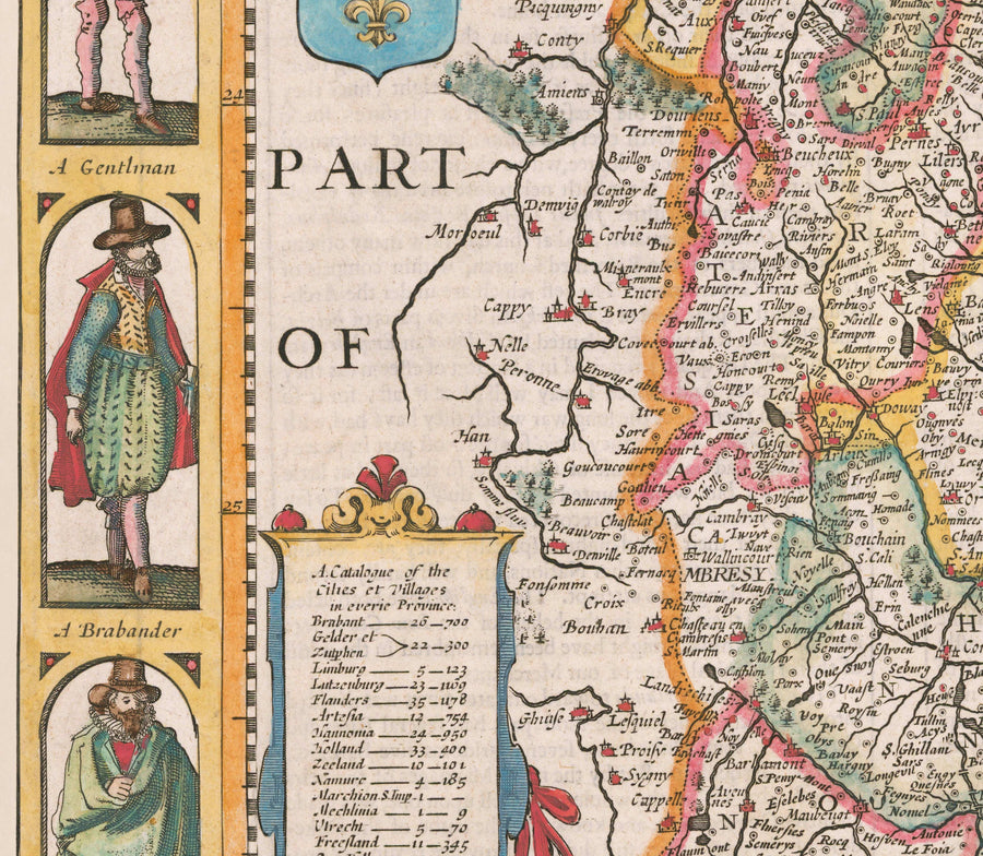 Mappa antica dei Paesi Bassi di John Speed, 1627 - Paesi Bassi, Olanda, Belgio, Lussemburgo, Fiandre, Belgica 