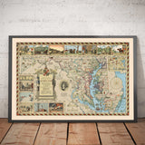 Ancienne carte historique du Maryland en 1931 par Edward Tunis - Baltimore, Annapolis, Frederick, St. Mary's County, Washington