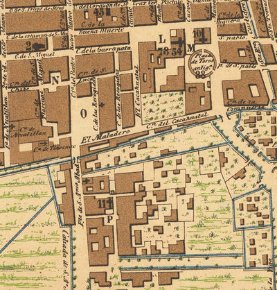 Ancienne carte de Mexico, 1858 - CDMX, centre historique, Centro, Cathédrale métropolitaine, Alameda Park