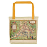 Bolso de Cambridge con mapa histórico de Cambridge (Cantebrigia) y sus antiguos colegios en 1575 por George Braun