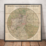 Antiguo mapa de Londres: Las 24 millas de Mogg alrededor de Londres, 1820