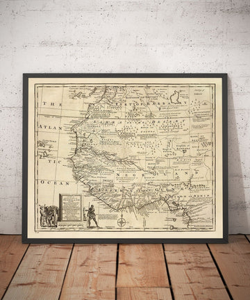 Old Map of Negroland, 1747 by Bowen - Pre-Colonial West Africa - Slave Trade, Ivory Coast, Gold Coast