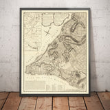 Alte Karte von New York im Jahr 1775 von John Rocque - Seltene Wandkunst aus dem amerikanischen Revolutionskrieg - Greenwich, Columbia, Manhattan - Britischer Militärplan 