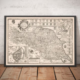 Old Map of North and East Yorkshire, 1611 by John Speed - Hull, York, Middlesbrough, Harrogate