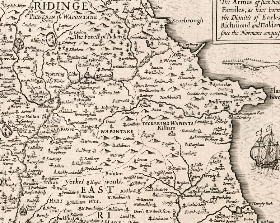 Ancienne carte du Yorkshire du Nord et de l&