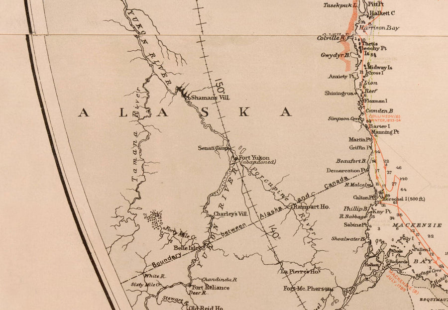 Mapa de exploración del Viejo Polo Norte, 1896 por la Marina de los EE. UU. - Svalbard, Islandia, Groenlandia, exploradores del Círculo Ártico 