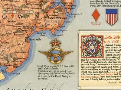 Ancienne carte de l'Irlande du Nord, Ulster de Ernest Clegg, 1947 - Eire, Antrim, Belfast, Londonderry, Lough Neagh, Down