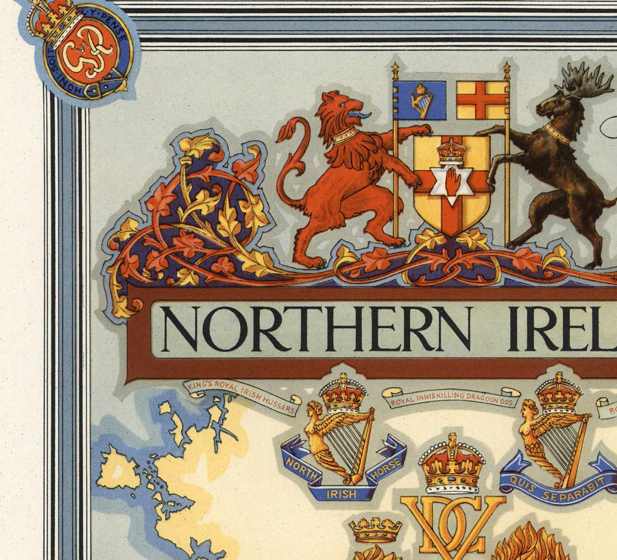 Alte Karte von Nordirland, Ulster von Ernest Clegg, 1947 - Eire, Antrim, Belfast, Londonderry, Lough Neagh, Down 