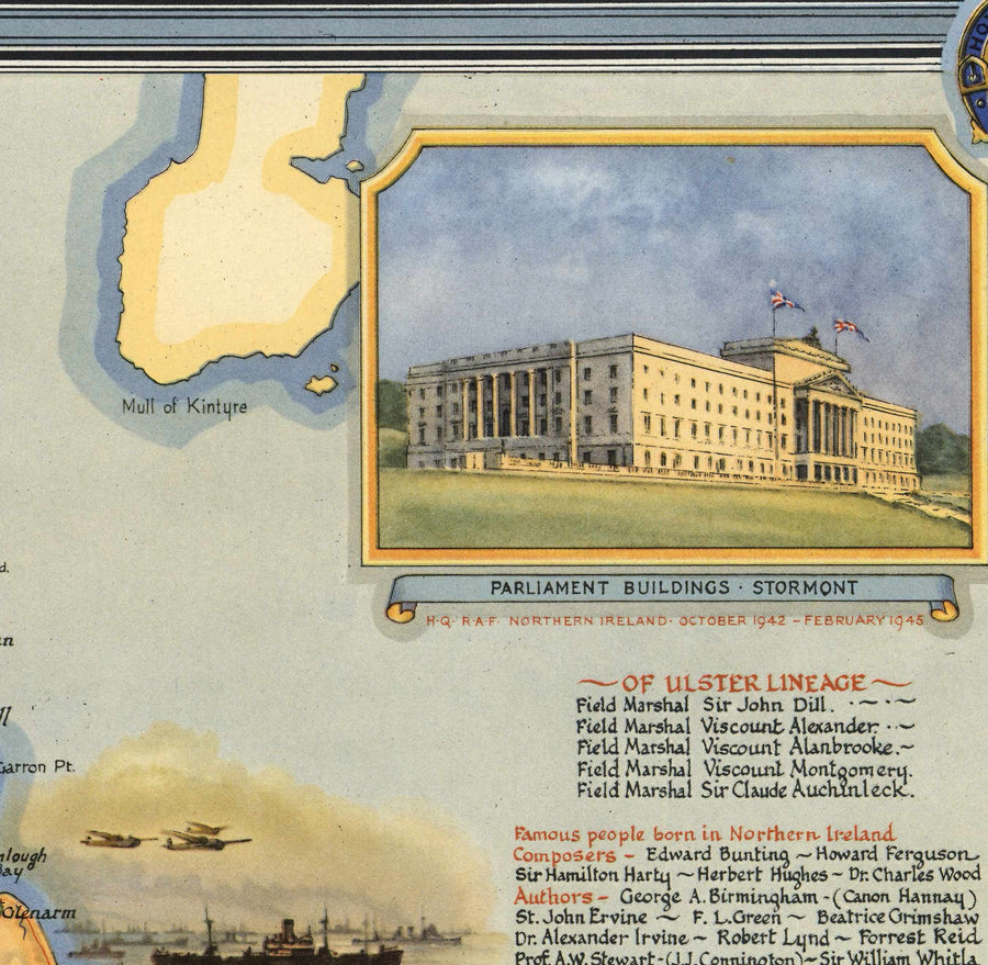 Alte Karte von Nordirland, Ulster von Ernest Clegg, 1947 - Eire, Antrim, Belfast, Londonderry, Lough Neagh, Down 