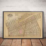 Old Map of Hudson Square & Tribeca, 1879 - Lower Manhattan Wards NYC, Houston St, Holland Tunnel, Canal St, Varick St, Hudson St