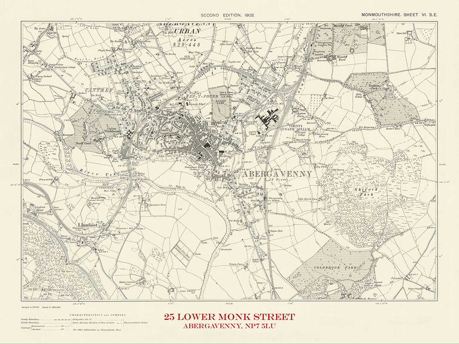 Mapa antiguo personalizado - Crea tu propio mapa de calles con código postal/código ZIP de los años 1800 y 1900 de la Ordnance Survey 
