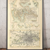 Carte ancienne des ports de la côte ouest de l'Écosse, 1872 par Fullarton - Glasgow, Largs, Portpatrick, Irvine, Ayr