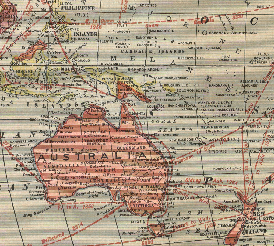 Alte Flacherdkarte mit Weltführern, 1921 - Schifffahrtsrouten, Stalin, Mussolini, König George, Hoover 