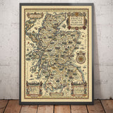 Piano di Test High di Pratts di Scozia 1931 - Edimburgo, Glasgow, Highlands - Mappa di Auto d'Epoca Vintage - Esso, Standard Oil 