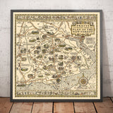 Pratts High Test Plan of the New Forest, 1930 - Hampshire, Lyndhurst - Old Vintage Motoring Car Map - Esso, Standard Oil