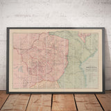 Old Map of Colonial Rhodesia, 1897 by Edward Stanford - Zimbabwe, Mozambique, South Africa, Harare