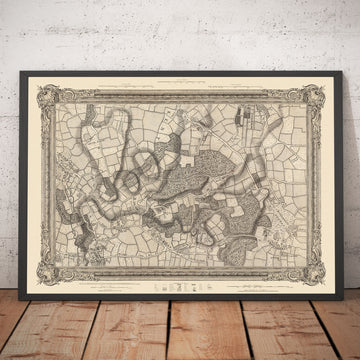 Mappa antica del sud-est di Londra nel 1746 di John Rocque - Chislehurst, Bromley, Mottingham, Southend, Widmore, SE6, SE12, SE9, SE13 