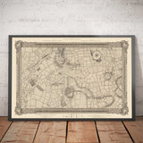 Ancienne carte du nord-ouest de Londres en 1746 par John Rocque - Wembley, Preston, Alperton, Northolt, Roxeth Green, W3, W5, W7,W13, NW10