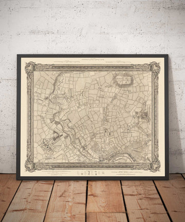 Old Map of West London in 1746 by John Rocque - Brentford, Ealing, Acton, Hanwell,  Chiswick, W3, W4, W5, W7, W13
