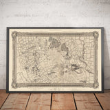 Antiguo mapa del noreste de Londres en 1746 por John Rocque - Wanstead, Walthamstow, Leyton, Aldersbrook, Woodford, E7, E9, E10, E11, E12, E15