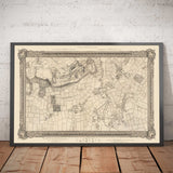 Ancienne carte du sud-ouest de Londres en 1746 par John Rocque - Wimbledon, Tooting, Merton, Mitcham, Morden, SW12, SW15, SW17, SW18, SW19, SW20