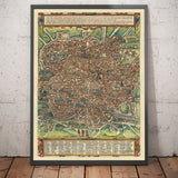 Old Map of Rome, 1588 by Georg Braun - Forum, Pantheon, Circus Maximus, Colosseum, Vatican