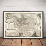 Rare ancienne carte de Rome, Italie par Nolli & Piranesi, 1748 - Vatican, Basilique St Peter, Trevi Fountain, Colosseum