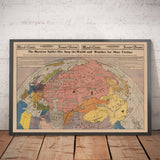 Poster de propagande de la Seconde Guerre mondiale Carte de l'Europe et de l'Asie - L'araignée soviétique se trouve au sommet du monde
