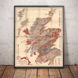 Geologiekarte von Schottland - Alte Karte von Schottland von A. Geikie, 1876 