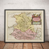 Ancienne carte du Selkirkshire en 1665 par Joan Blaeu - Selkirk, Lindean, Darnick, River Tweed, Peebles