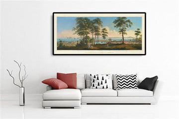 Mappa rara della vista precoce di Singapore nel 1828 di Robert Elliot - Colonia britannica, Stretto di Singapore, Marina Bay, Centro città 