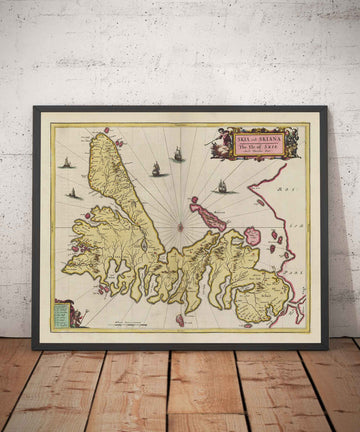 Alte Karte der Isle of Skye von 1665 von Joan Blaeu - Portree, Raasay, Soay, Scalpay, Dunvegan 