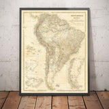 Old Map of South America, 1839 by Arrowsmith - Brazil, Galapagos, Islands, Colonial Guyana, Andes, Amazon, Ecuador