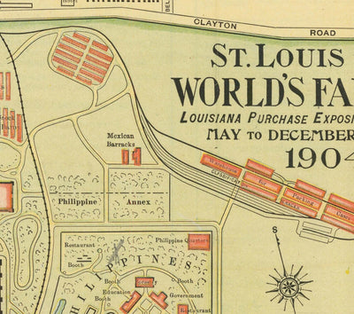 Ancienne carte de St Louis, Missouri, 1904 - Foire du monde, Louisiane Achat Exposition - Tableau de la ville de l'histoire des États-Unis