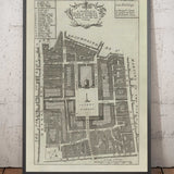 Mappa antica di Covent Garden, 1720 di Strype Stow - Londra, Chiesa di San Paolo, King Street, Strand, West End 