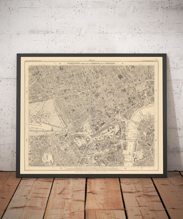 Mapa antiguo de Central London por Edward Stanford, 1862 - Mayfair, Oxford Street, Westminster, Knightsbridge, Waterloo - W1, WC1, WC2, SW1, W2
