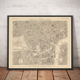 Mapa antiguo de Central London por Edward Stanford, 1862 - Mayfair, Oxford Street, Westminster, Knightsbridge, Waterloo - W1, WC1, WC2, SW1, W2
