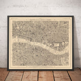 Mappa antica della città di Londra di Edward Stanford, 1862 - London Bridge, St Pauls, Liverpool St, Bank, Finsbury, Southwark - EC1, EC2, EC3, EC4, E1, E1W, SE1, SE16 