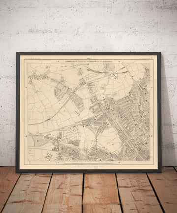 Mappa antica di West London, 1862 di Edward Stanford - St Johns Wood, Kilburn, Kensal Green, Finchley Rd, Willesden - NW1, N1C, N7, NW5, NW3, NW8 