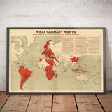 What Germany Wants, 1916, World War I & II Nazi Atlas Map