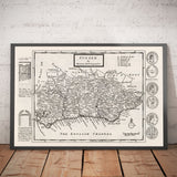 Alte Karte von Sussex 1724, von Herman Moll - Worthing, Crawley, Brighton, Bognor, Eastbourne 