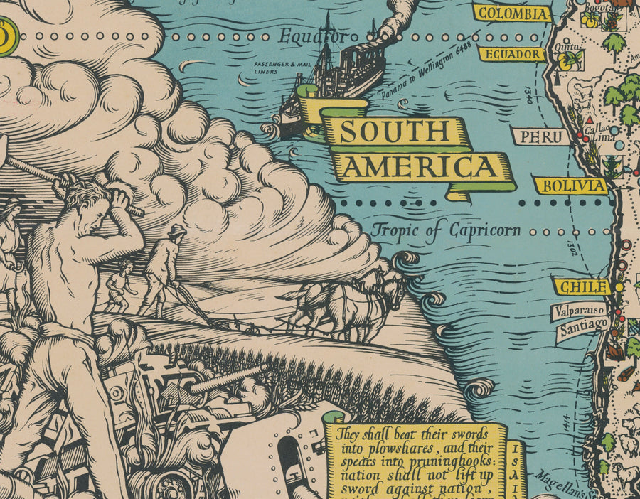 The Atlantic Charter por Max Gill, 1942 - World War 2 United Nations Wall Chart