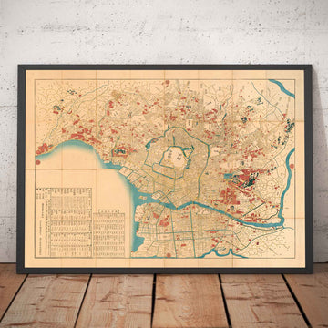 Mappa antica di Tokyo nel 1860 di Mohe Subaraya - Yokohama, Kawasaki, Chiba, Minato, Shinjuku 