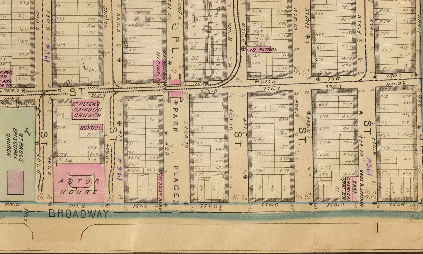 Antiguo mapa de Battery Park City y Tribeca, 1879 - Centro de Manhattan Wards NYC, Río Hudson, Broadway, Greenwich St, West St