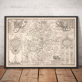 Viejo mapa de Warwickshire en 1611 por John Speed ​​- Birmingham, Coventry, Solihull, Warwick