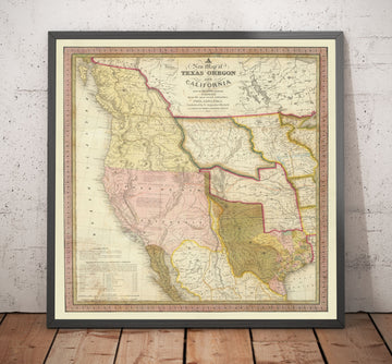 Old Map of the Western USA, 1846 by Samuel Mitchell - Big California & Oregon - Indian, Missouri Territory - British Possessions