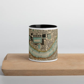 Tazza Thames & East London - Tazza unica da 330ml (11oz) con la mappa colorata di Londra del 1830 di CJ Greenwood 