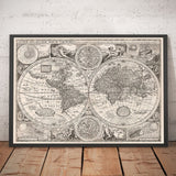 Carte de l'ancienne Atlas d'Old World à partir de 1651 par John Speed ​​- Tableau murale de cuivre monochrome rare